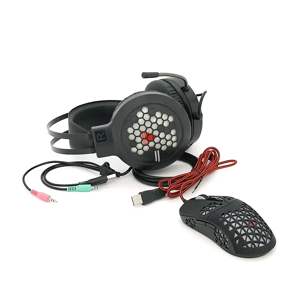 Комплект миші та навушники Jedel CP06. Навушники: φ50 мм, мікрофон, RGB, кабель 2.0 м. Миша: DPI 800/1200/1600/2000, RGB, кабель 1.5м. Black. Box - фото 3