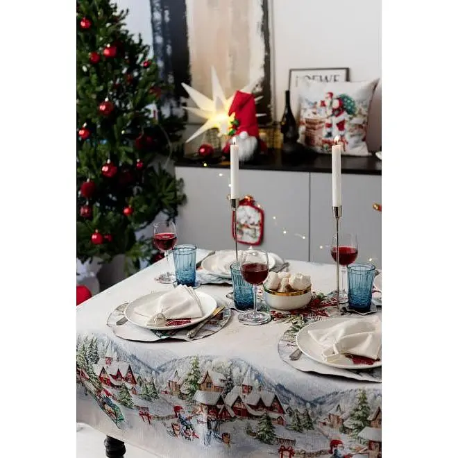 Скатерть Прованс Снежная зима гобеленовая с велюром 135х350 см (37477) - фото 7