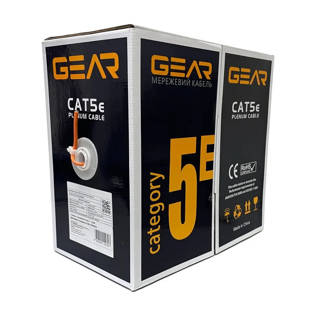 Кабель мережевий GEAR UTP, cat.5e, CCA, 4*2*0.50, LSZH, indoor 305 м (GEC-UTPLCCA050305) - фото 2