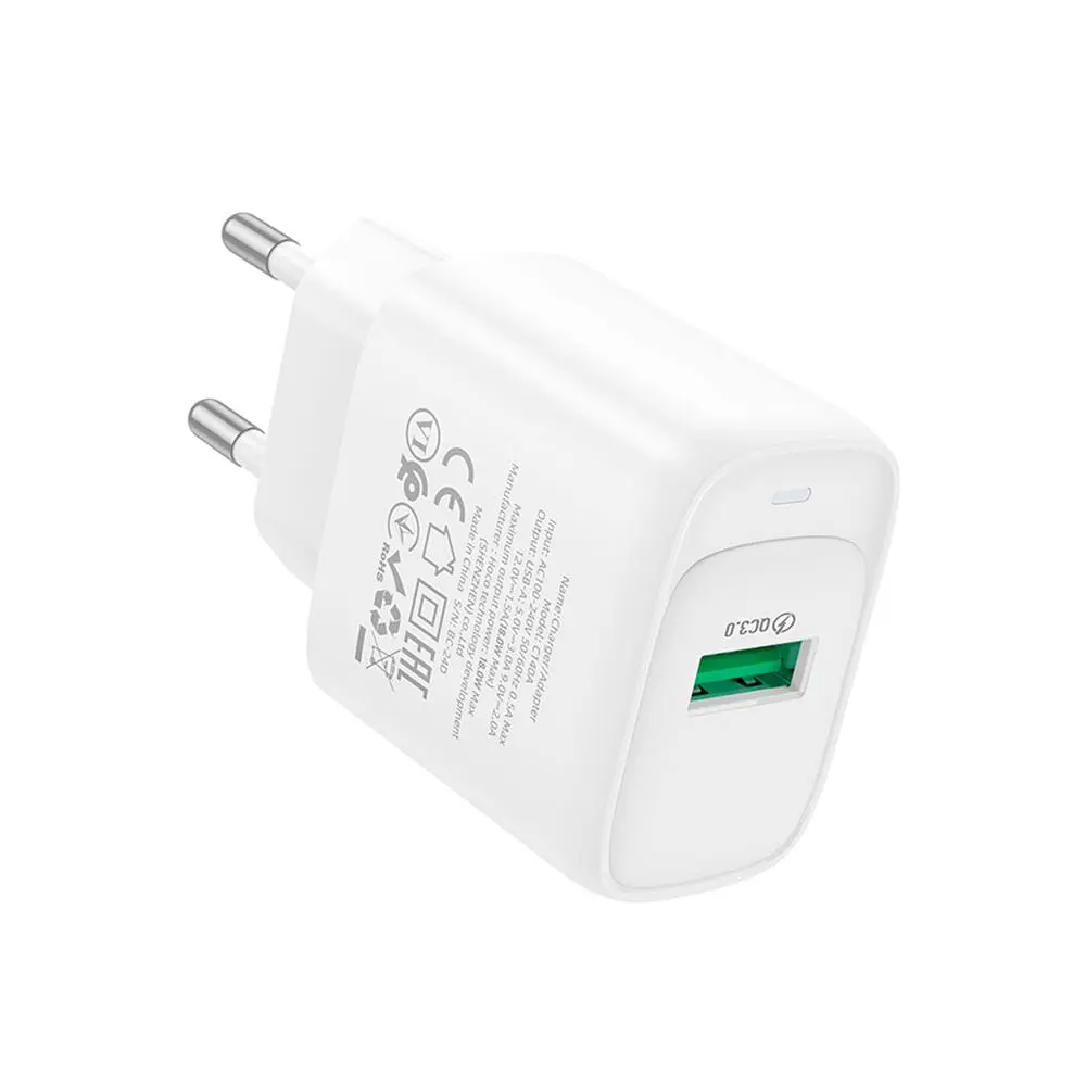 Зарядний пристрій Hoco C140A USB 18W 5V/3A QC3.0 White (36294_3607261) - фото 2