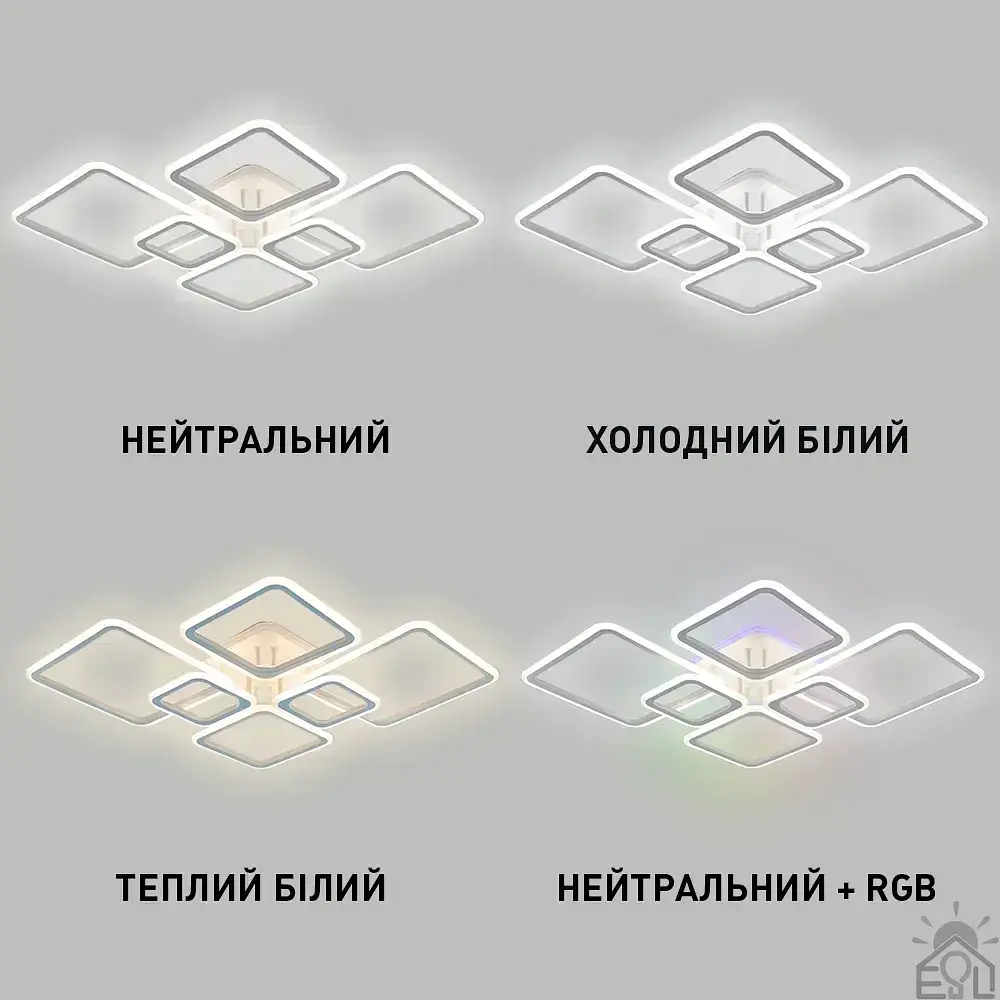 Смарт люстра керована світлодіодна OVAL RGB 7S 120 Вт SMART 960x750x110 мм Біла ESLLSE - фото 6