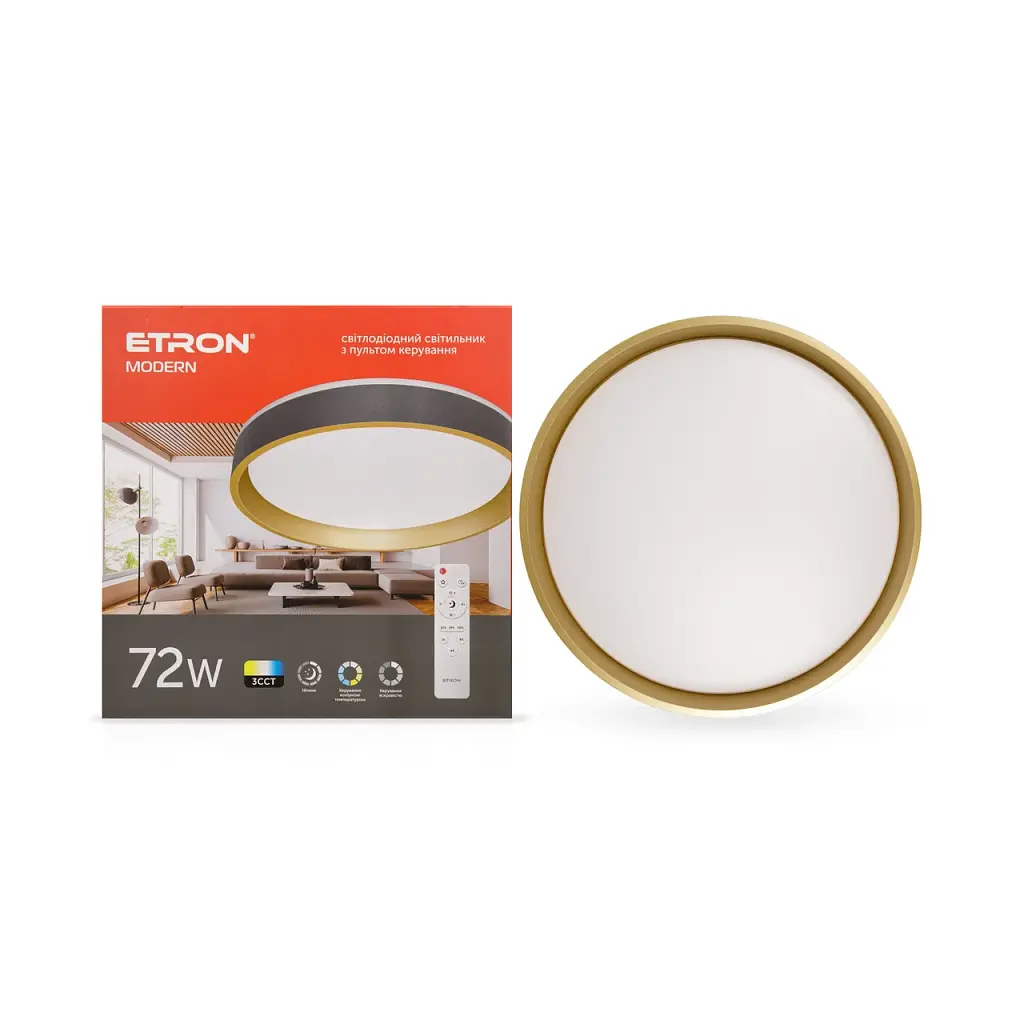 Світлодіодний світильник Smart MODERN 1-ESP-2054 72W Gold&Black IP20 ETRON - фото 2