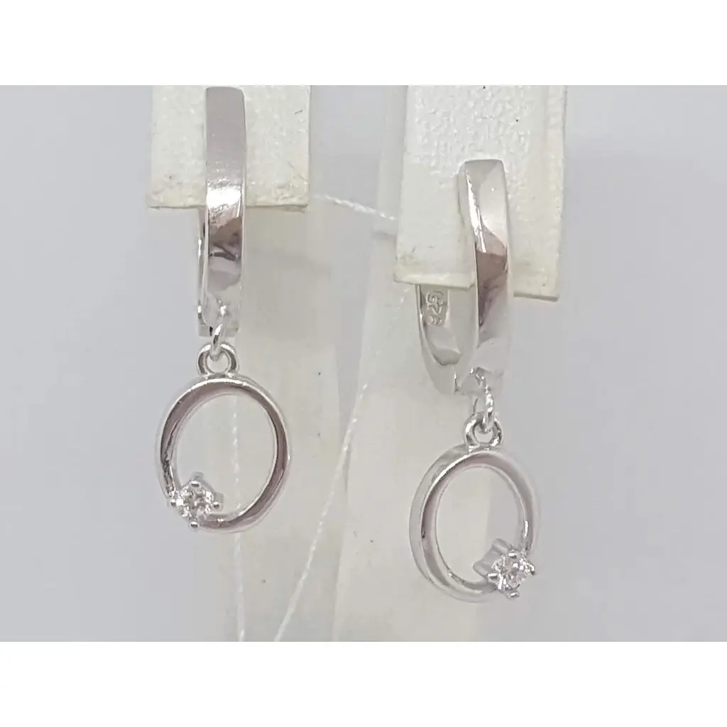 Срібні сережки Срібний рай з фианитом. 1112 094498 - фото 4