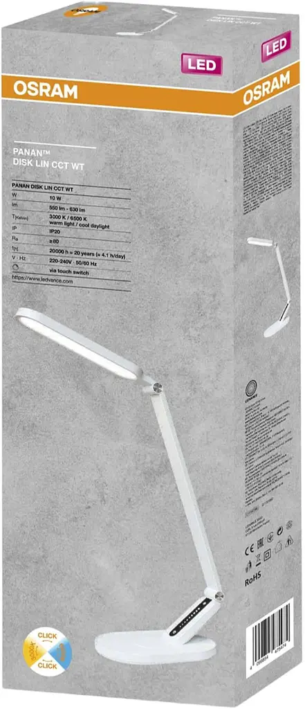 Настільна лампа OSRAM Panan DISK LIN 10W 3000К 4000К 6500К з димером Білий (4099854363764) - фото 2