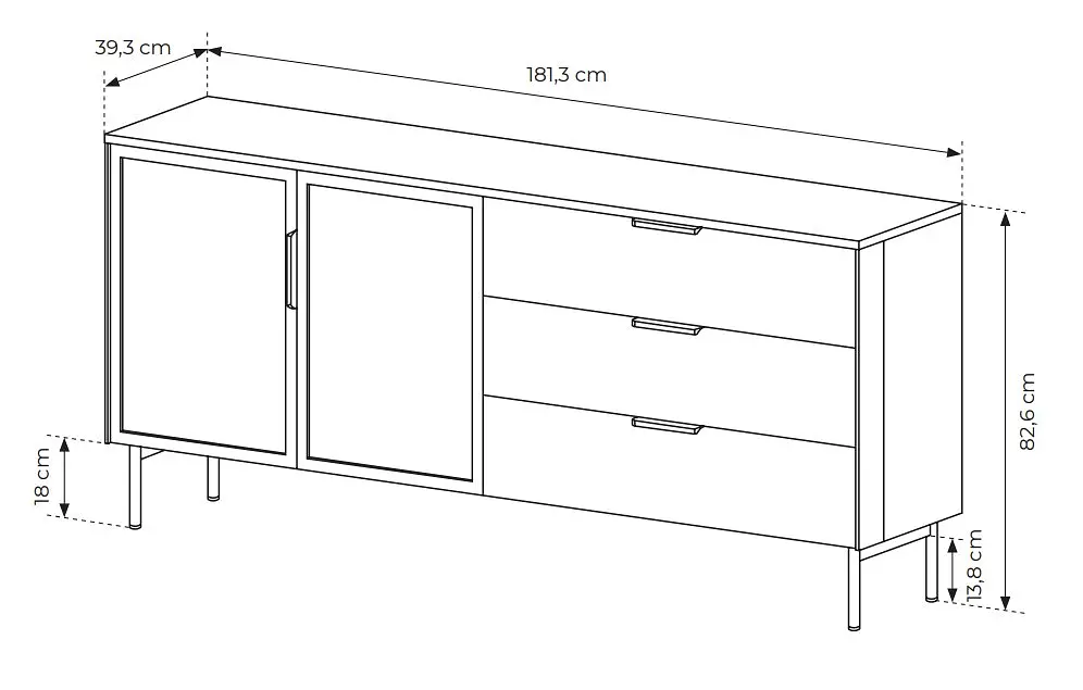 Комод с подсветкой Perfect Home Луми / Lumi 2D3S/181 2-дверный с 3 ящиками Дуб Дунин (PFH-091385) - фото 3