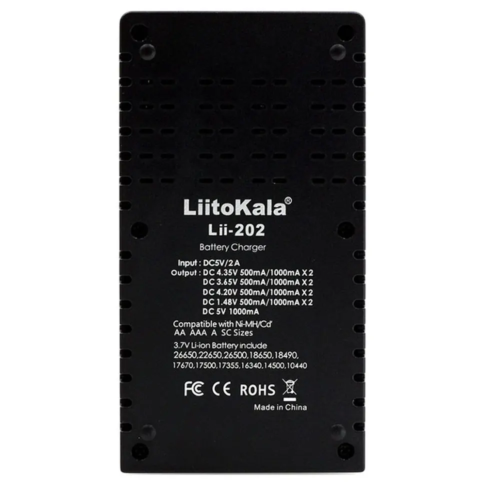 Зарядний пристрій Liitokala Lii-202, Ni-Mh/Li-ion/Li-Fe/LiFePO4, Type-C, Powerbank, LED, Box - фото 2
