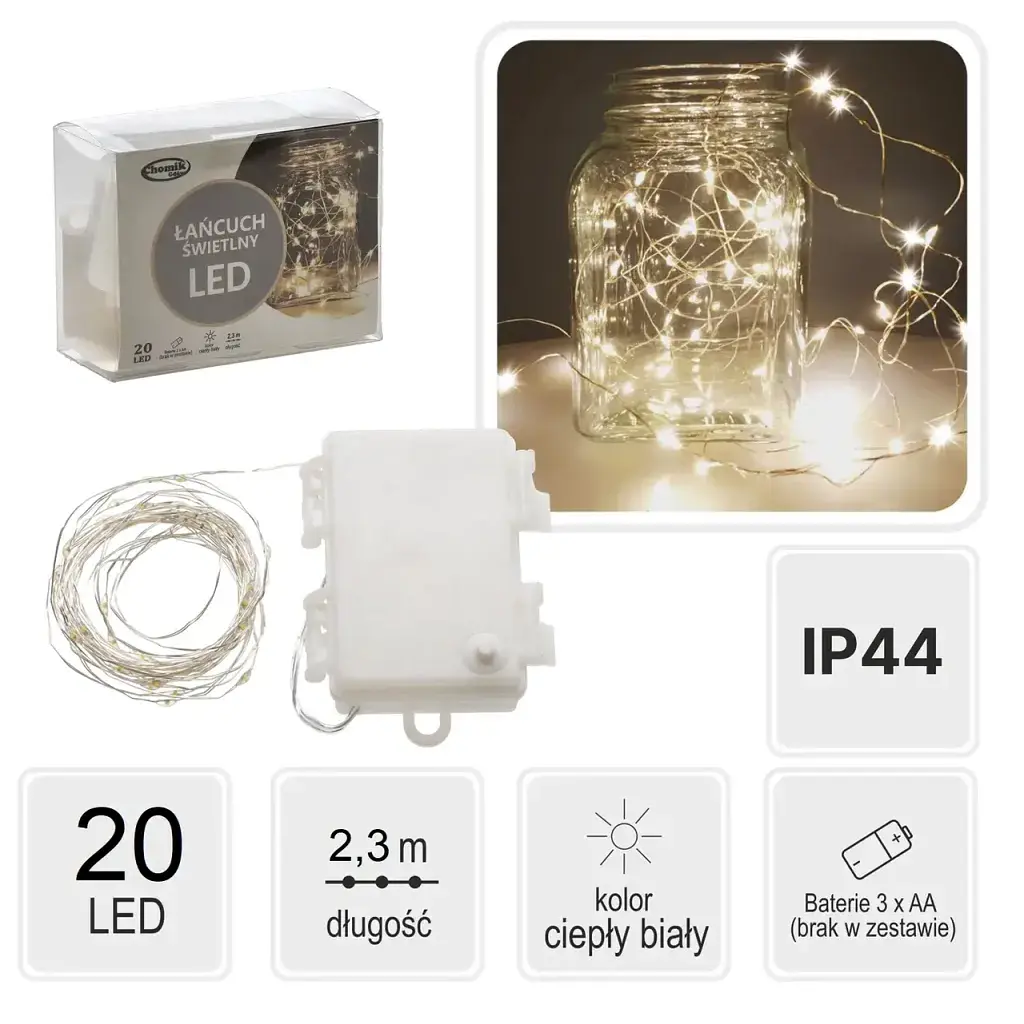 Гірлянда Chomik Струна 2.3 м 20 LED Теплий білий (5900779802636) - фото 6