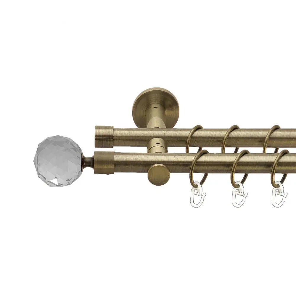 Карниз Orvit Люміера металевий дворядний реверсивний гладка труба кільце металеве Антик 19\19 мм 160 см (00-00013380)
