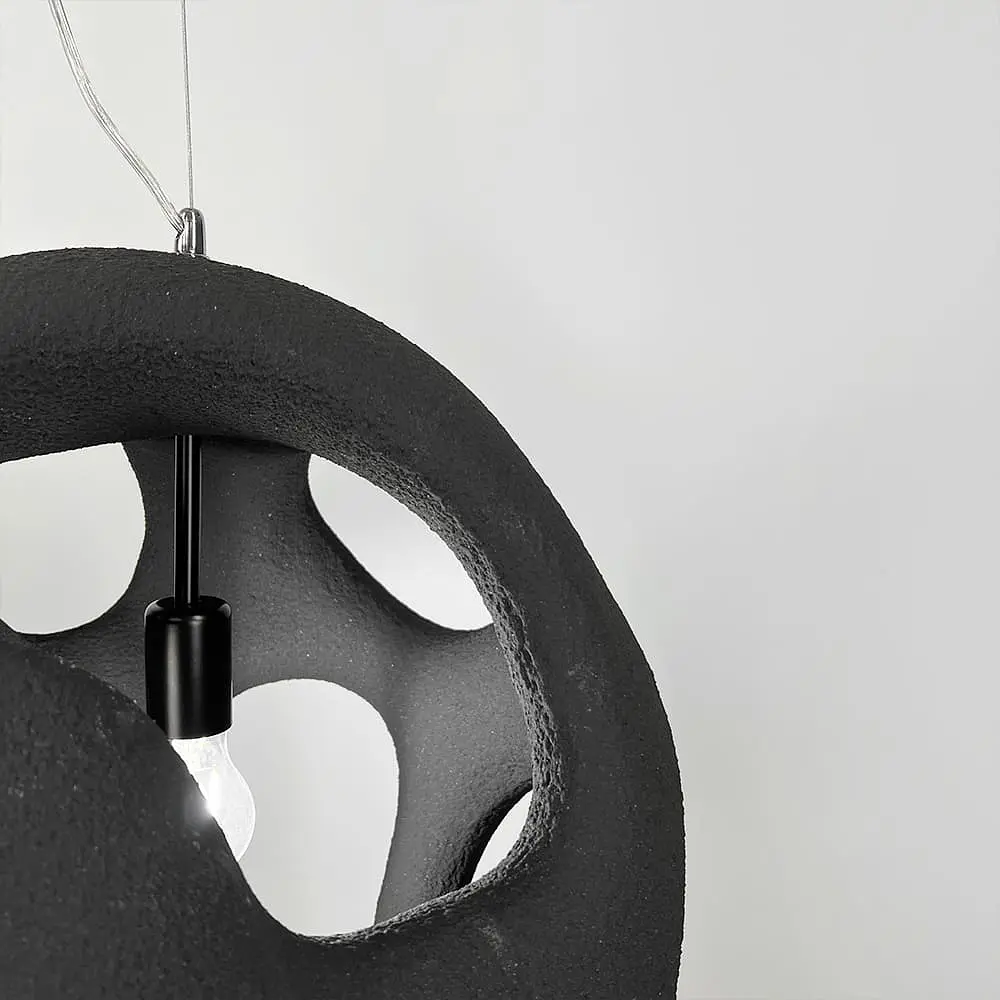 Гіпсовий світильник у чорному кольрі Ø 50 см | Арт. MJ34-450*500 BK | Line F - фото 8