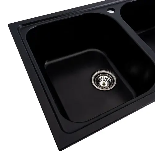 Кухонная мойка Platinum 7950 Equatoria гранитная глянцевая с креплением 79x50 см черная (000035799) - фото 3