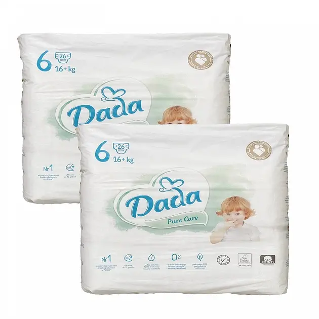 Підгузники Dada Pure Care 6 (16+ кг) 52 шт
