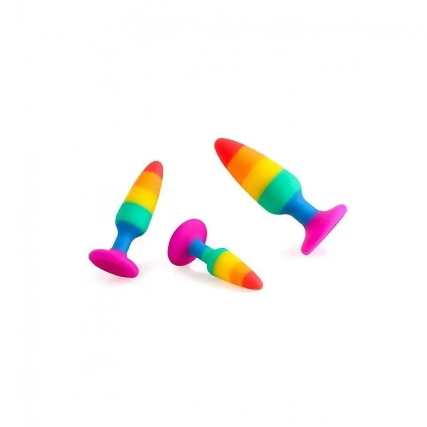 Анальна пробка Wooomy Hiperloo Silicone Rainbow Plug M, 11х2.9 см - фото 2