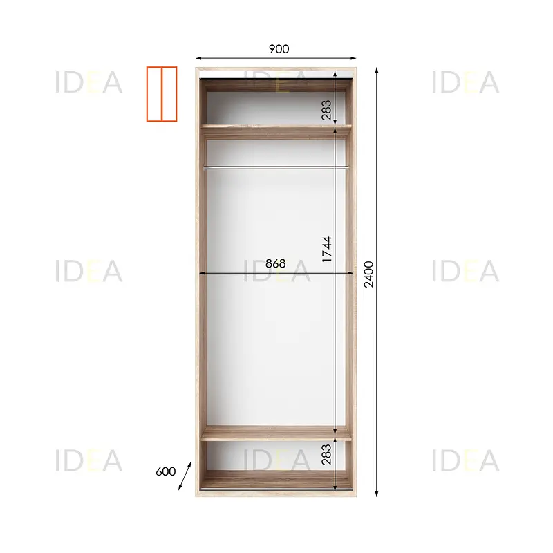 Шафа-купе Idea серія 8 90 x 60 x 240 см Дуб сонома Дзеркало - фото 2