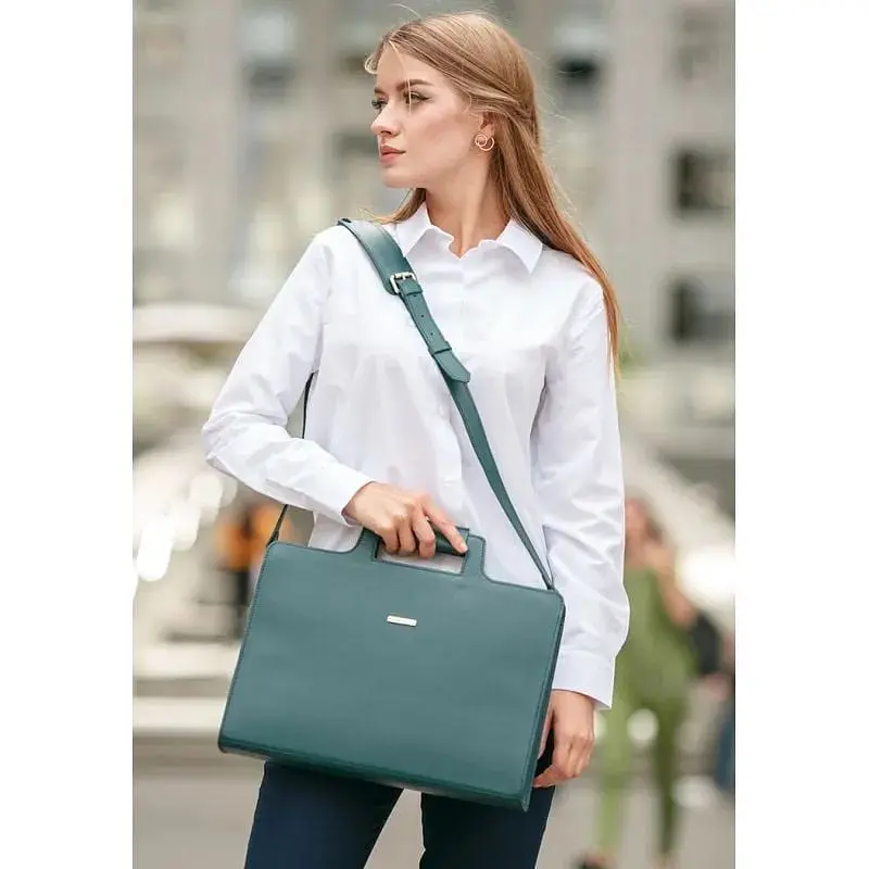 Сумка для ноутбука та документів BlankNote Жіноча шкіряна 15 Dark Green (BN-BAG-36-malachite) - фото 7