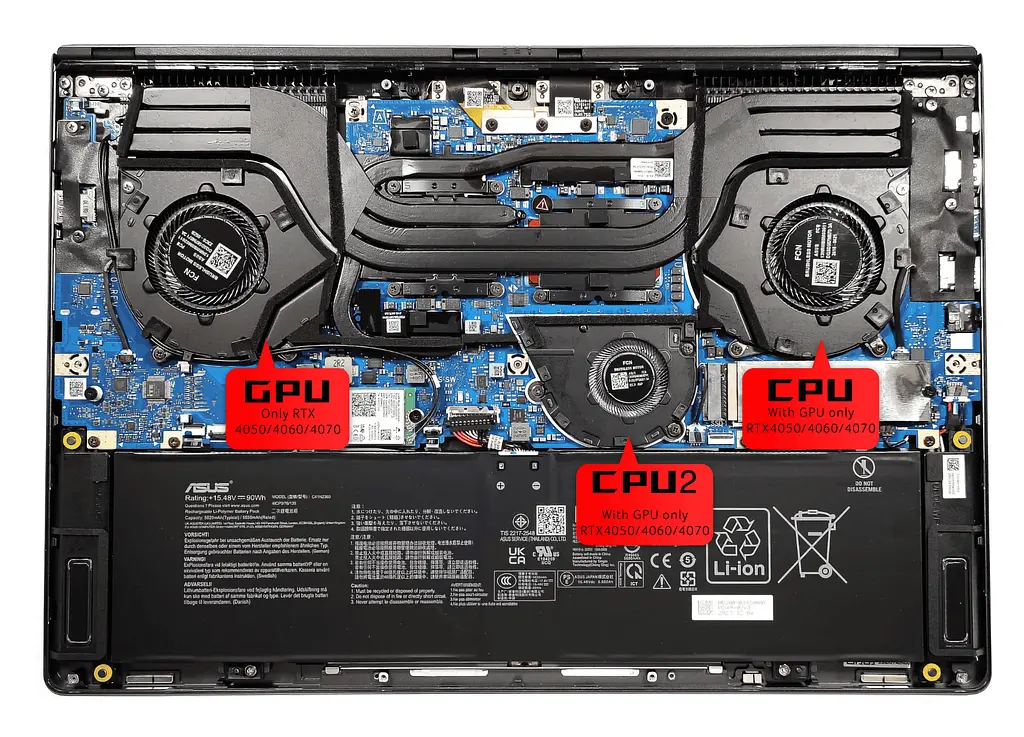 Вентилятор Asus (CPU fan 5V) кулер для моделей ноутбука ROG Zephyrus G16 GU605CX, GU605CR, GU605CP, GU605CW, GU605MZ, GU605MV, GU605MI, GU605MY (13NR0IS0M03011) Asus - фото 3