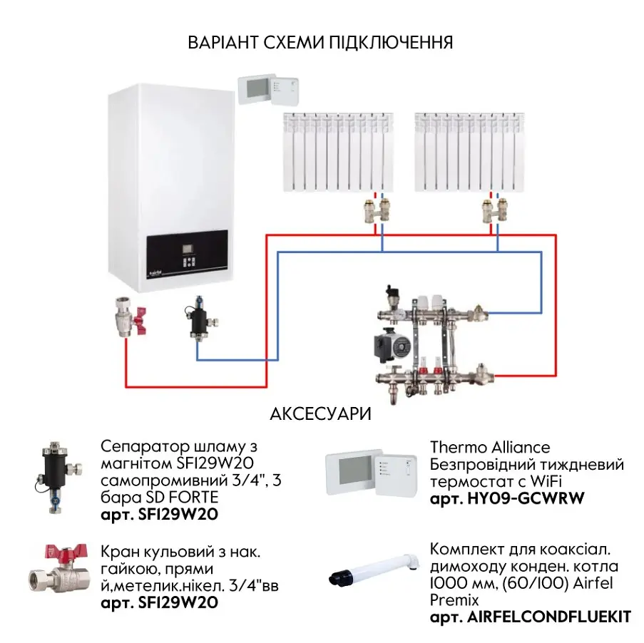 Котел газовий Airfel DigiFEL Premix 36 кВт, двоконтурний, конденсаційний, навісний, з двома теплообмінниками A2CPX036DARU - фото 15