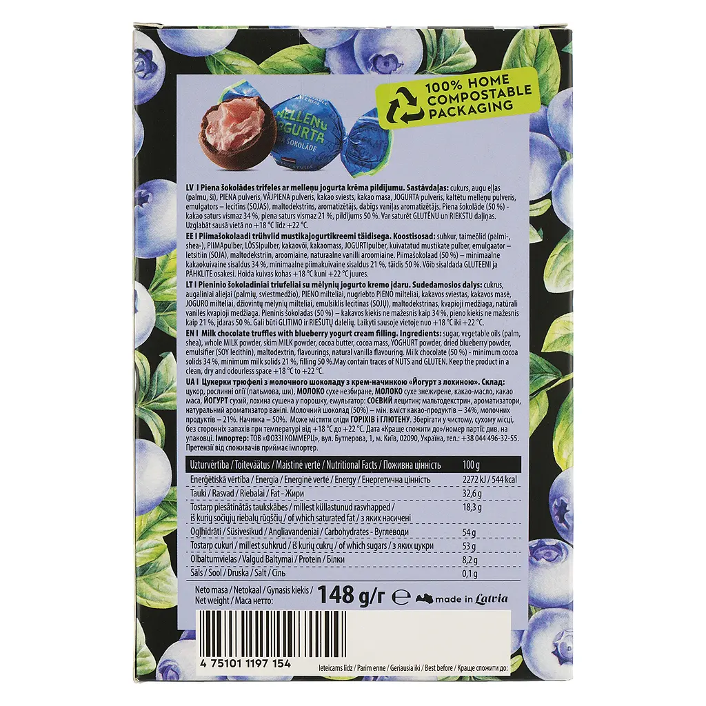 Цукерки Pure Chocolate трюфелі йогурт з лохиною 148 г (932192) - фото 3