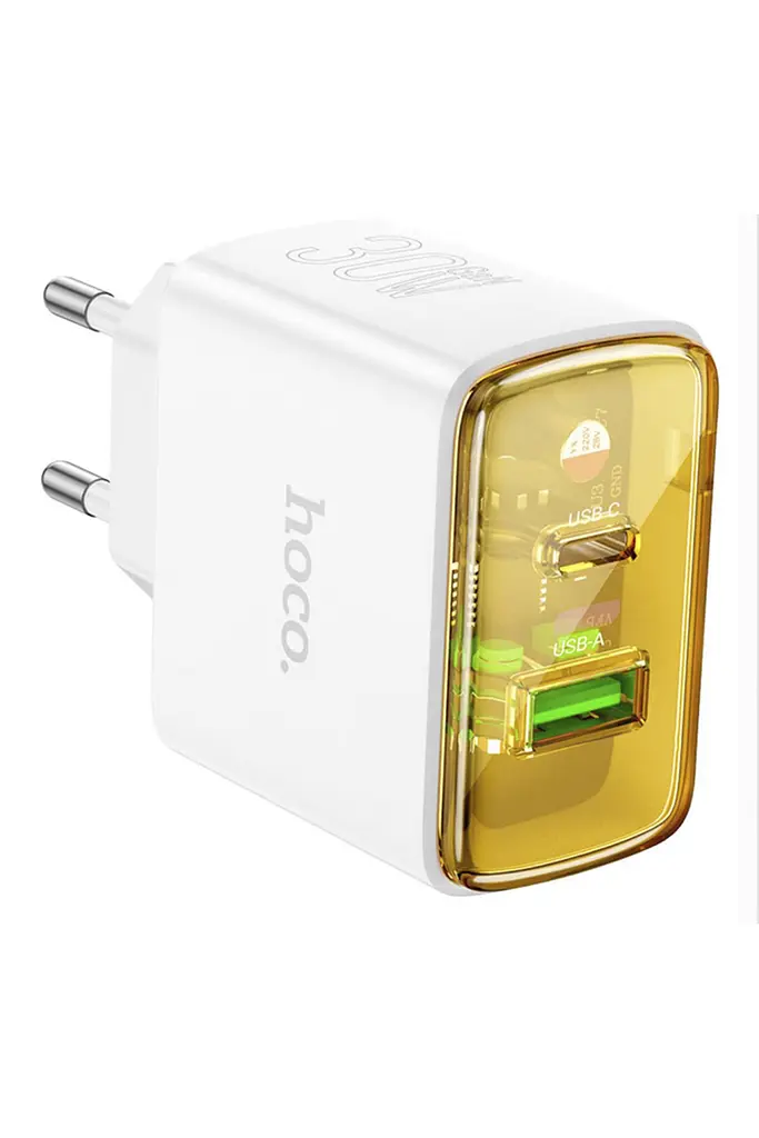 Мережевий зарядний пристрій Hoco ЦБ-00265595 CS42A USB/ Type-C PD 30W QC white + кабель Type-C to Type-C білий - фото 2