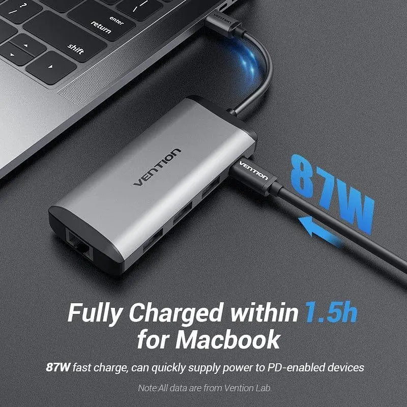Концентратор Vention USB-C 3-Port, RJ-45, PD, 0.15 м (TGDHB) - фото 3