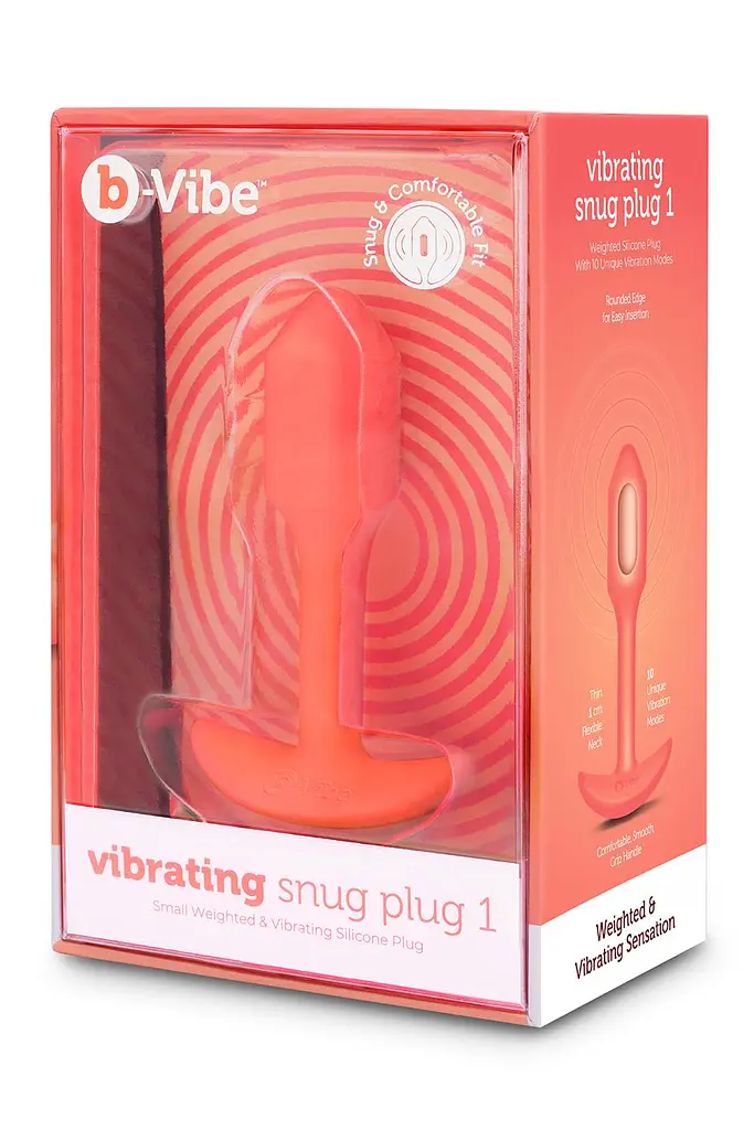 Анальная пробка B-Vibe Vibrating Snug Plug 1, 10 см (оранжевый) - фото 2