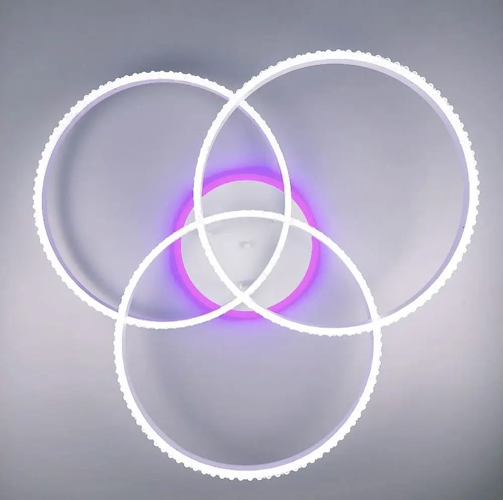 LED світильник білий на 3 кільця з хромованою смужкою d50 см | Line F | Арт. A55063/3A RGB WT+CH - фото 5