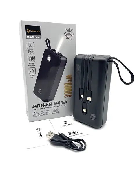Портативное зарядное - дополнительная батарея Lenyes PX368 30000mah (Реальная емкость) - фото 2