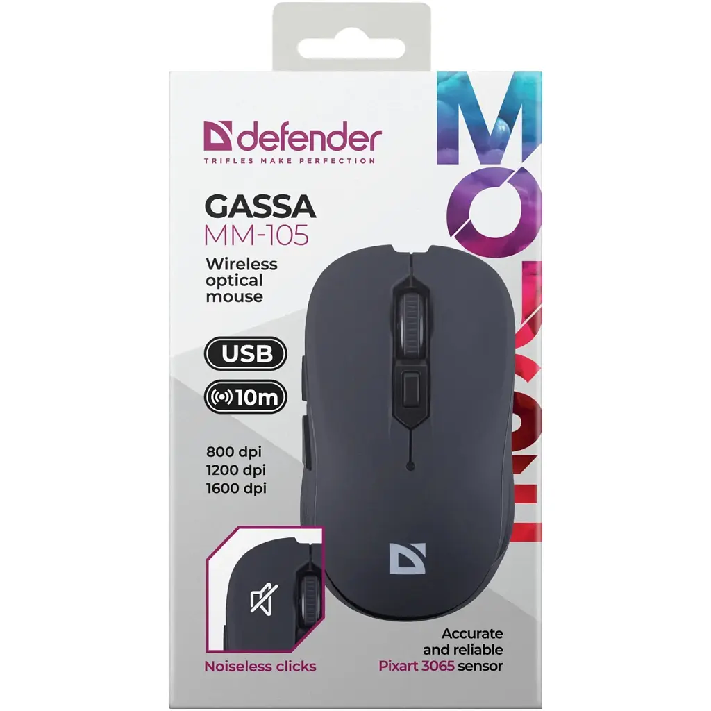 Мишка Defender Gassa MM-105 Wireless Black (52105) - фото 6