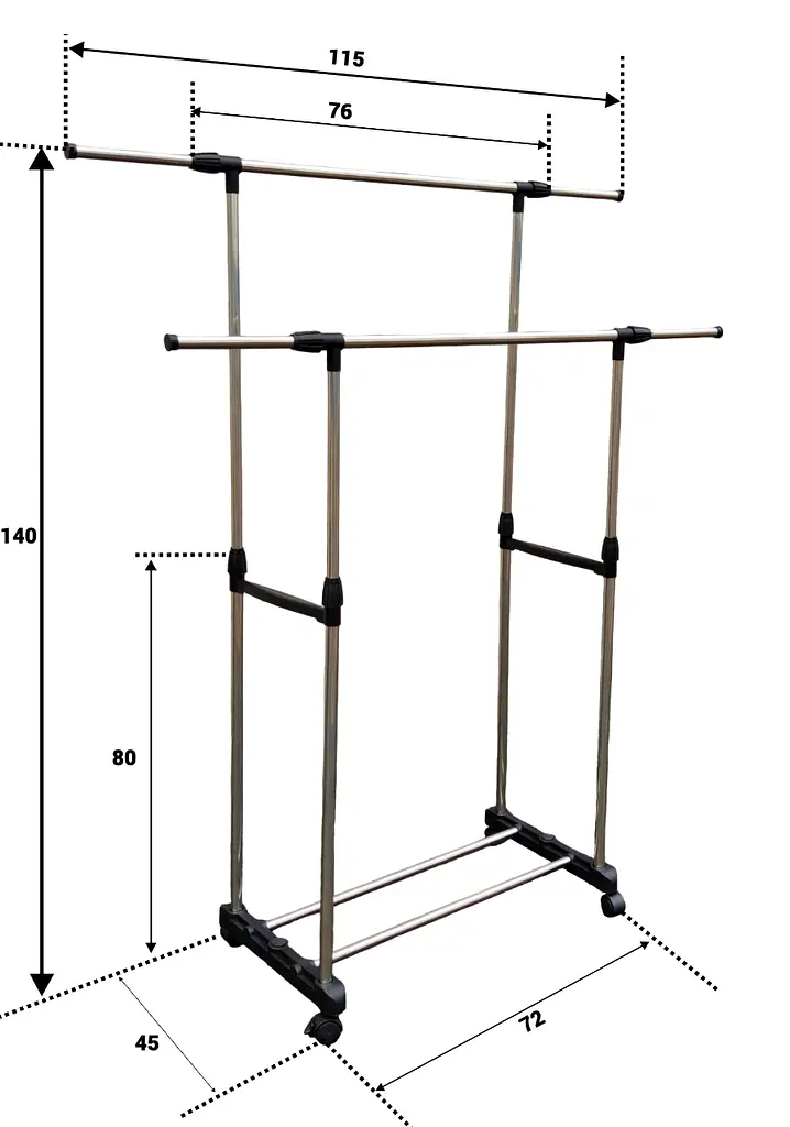 Стойка-вешалка для одежды Vezzer двойная телескопическая 1.4 м (VZ8032) - фото 8