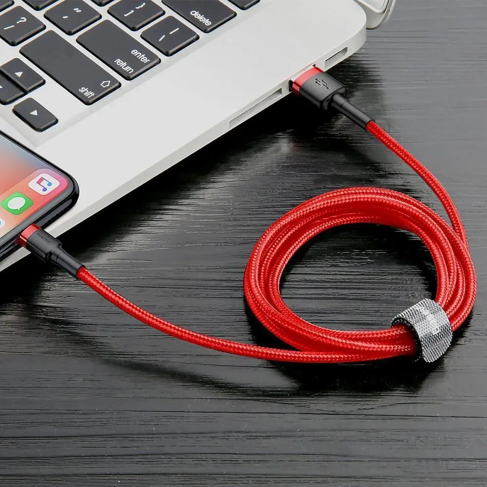 Кабель Baseus Cafule Lightning Cable 2A (3m) red (CALKLF-R09) - фото 8
