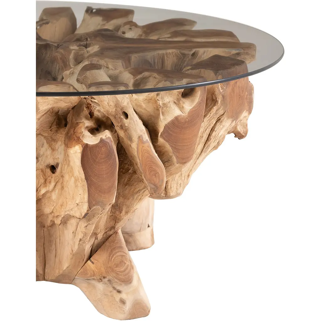 Кофейный столик J-line на большом массиве дерева ручной работы D-90 см. (20977) - фото 3