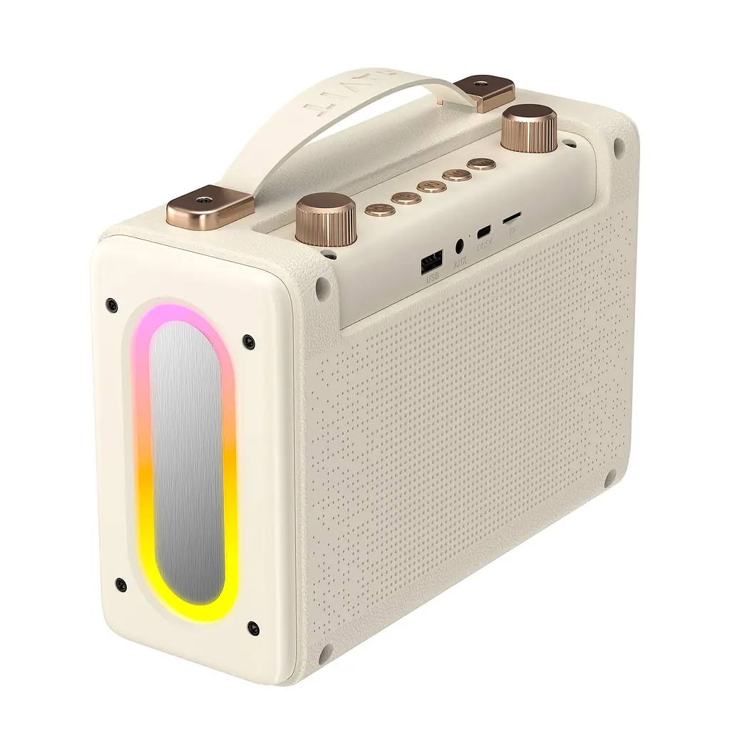 Портативна ретро колонка караоке HAVIT SK823BT 16W RGB Beige HAVIT (28308-000) - фото 6