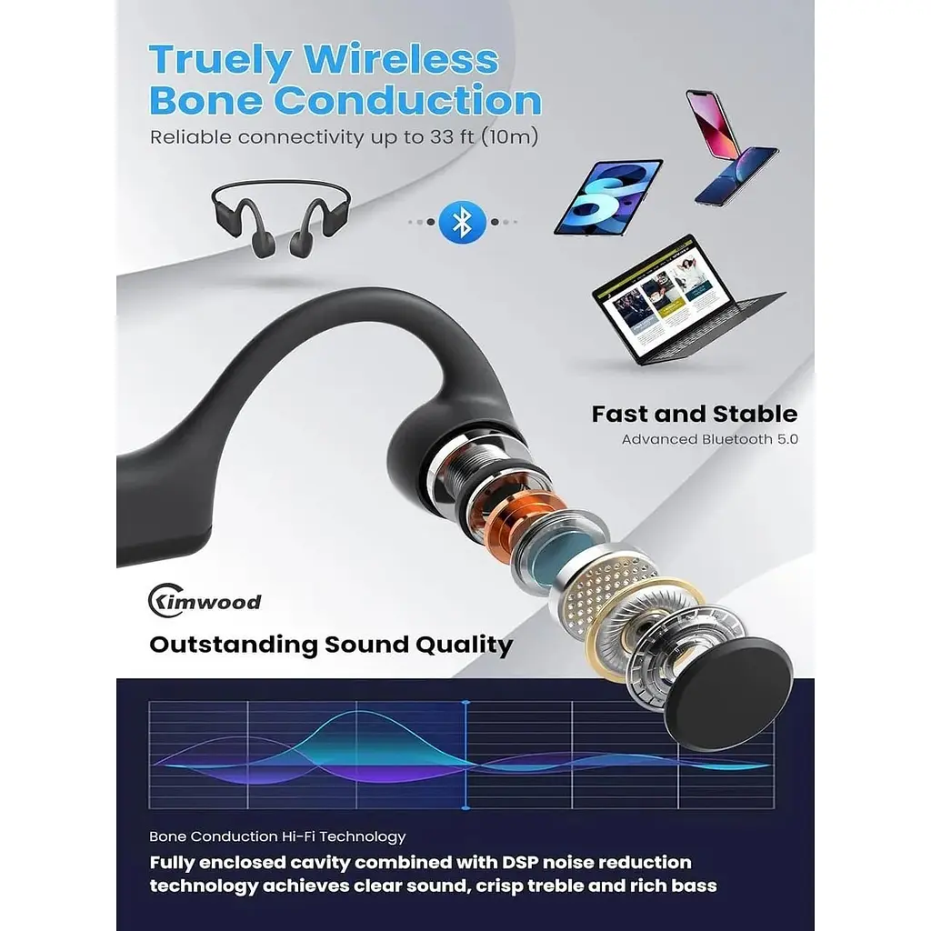 Наушники беспроводные Kimwood Bluetooth с костной проводимостью - фото 6