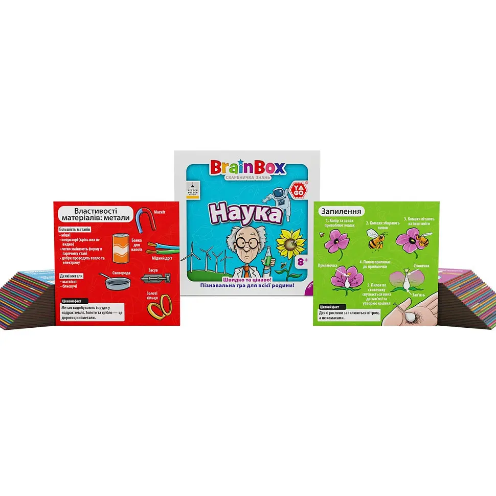 Карткова гра Brainbox "Наука" Yago BZZBRSC01UA 55 карток 1 гральний кубик - фото 4