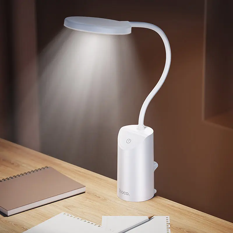 Настільна LED лампа Hoco HX10 Clip table lamp (1200mAh) White - фото 5