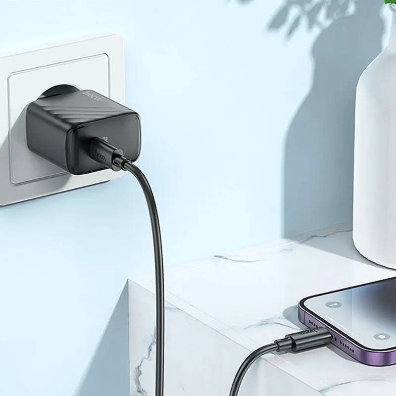 СЗУ Hoco CS22A Value PD30W (1USB-C) + кабель Type-C to Lightning - фото 6