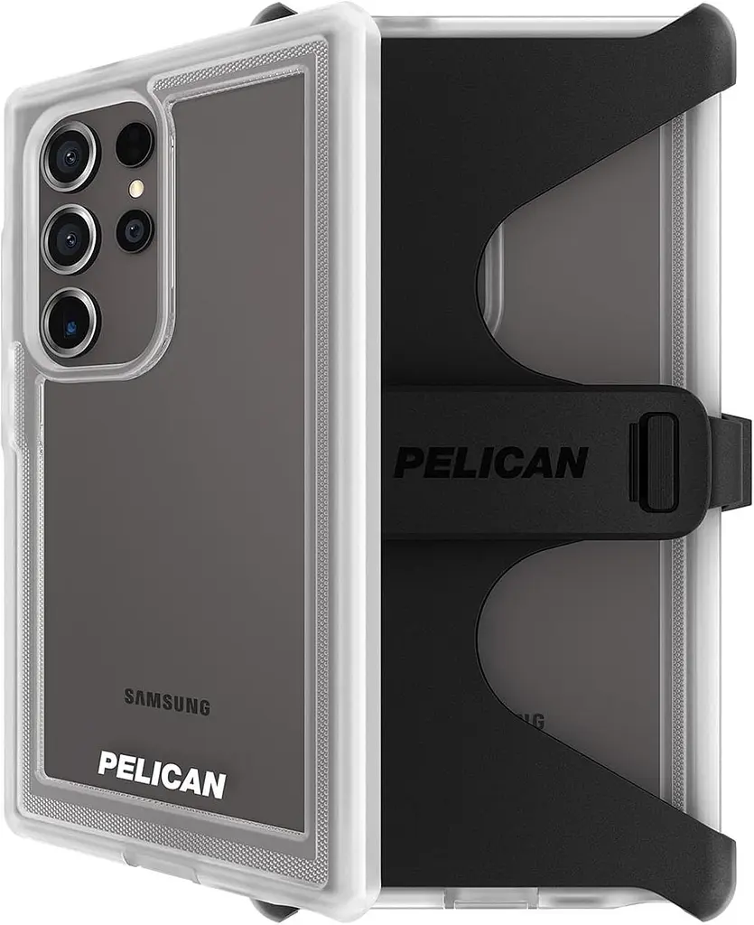 Оригінальний протиударний чохол для Samsung Galaxy S24 Ultra Pelican Voyager Clear аналог OtterBox Defender з кліпсою