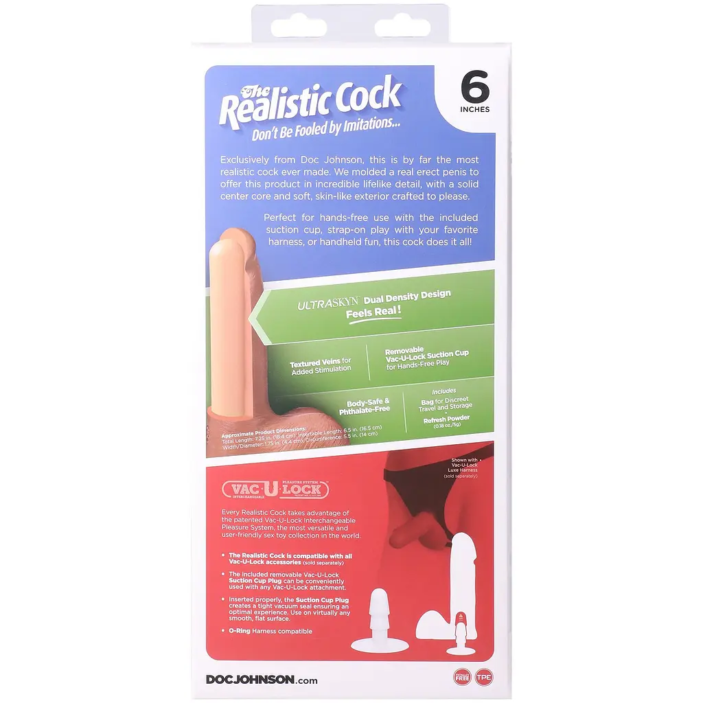 Фалоімітатор Doc Johnson The Realistic Cock ULTRASKYN 6 Inch, 17.3 см - фото 11