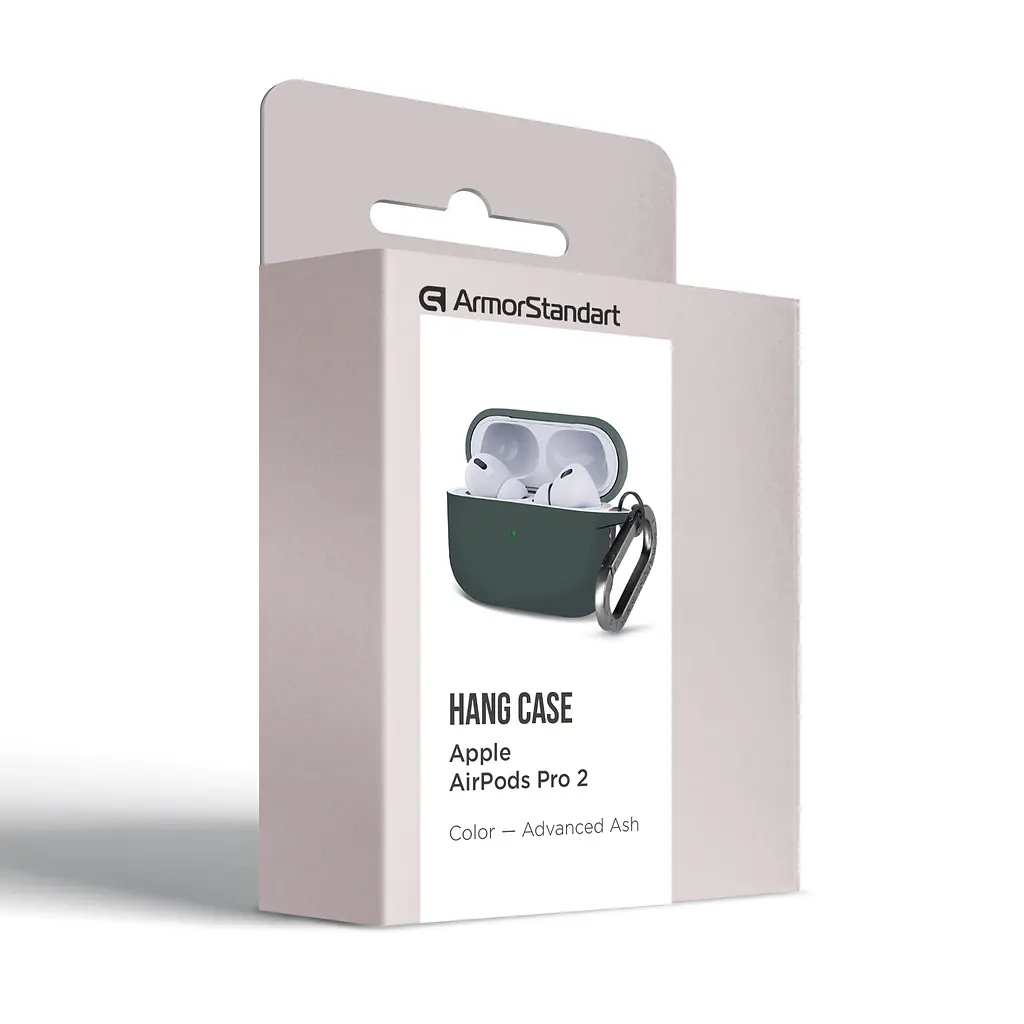 Силіконовий чохол для навушників Apple AirPods Pro 2 2022, Hang Case, сірий, ультратонкий захисний кейс товщиною 2 мм, захист від подряпин, пилу та ударів, компактний, з карабіном для кріплення, ArmorStandart (ARM68600) - фото 8