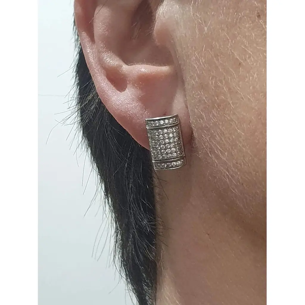 Срібні сережки Подіум з фіанітами. GE5878 - фото 2