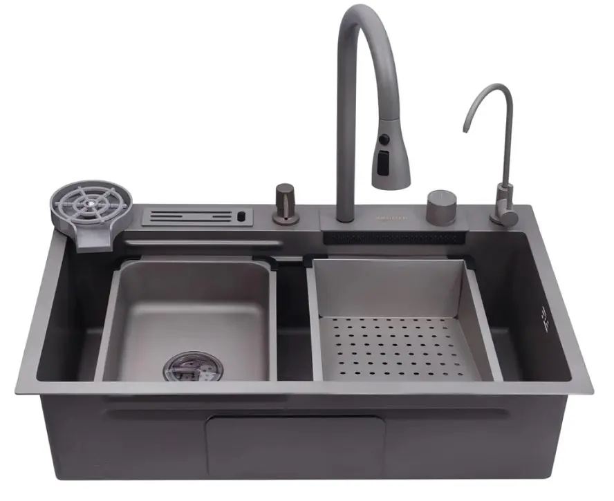 Кухонна мийка Kroner KRP Schwarze - SET7545NG PVD (3.0/0.8 мм) (CV033806) - фото 3