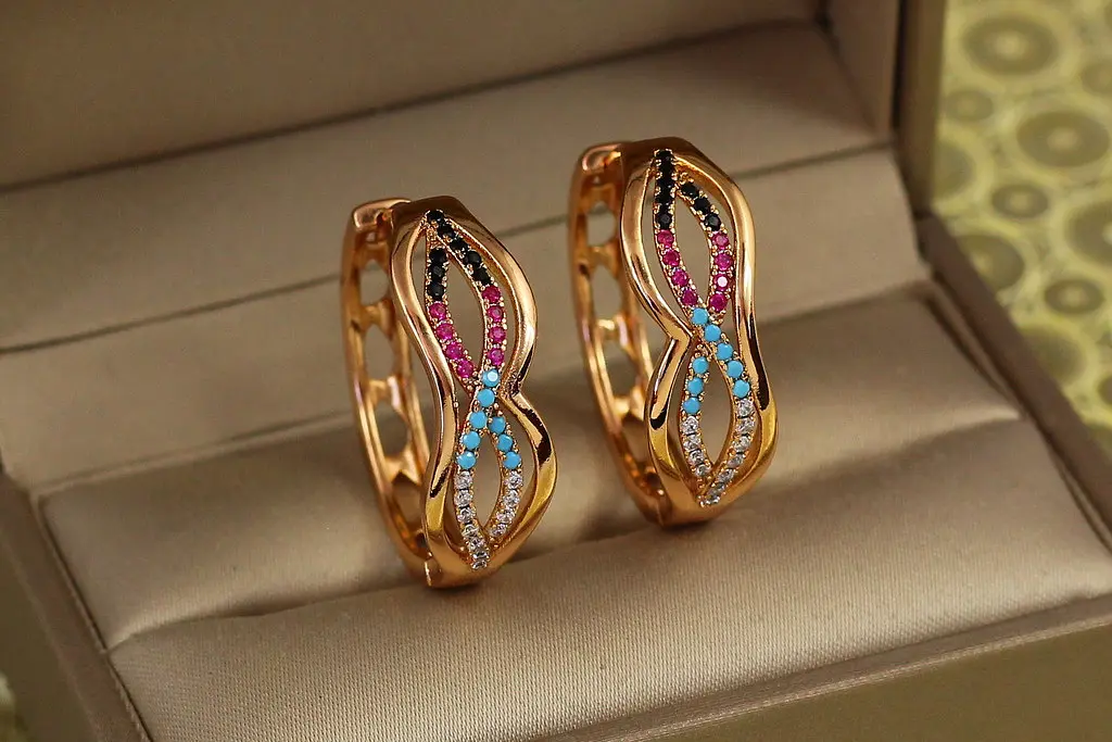 Сережки Xuping Jewelry колечки Делі 2,6 см золотисті