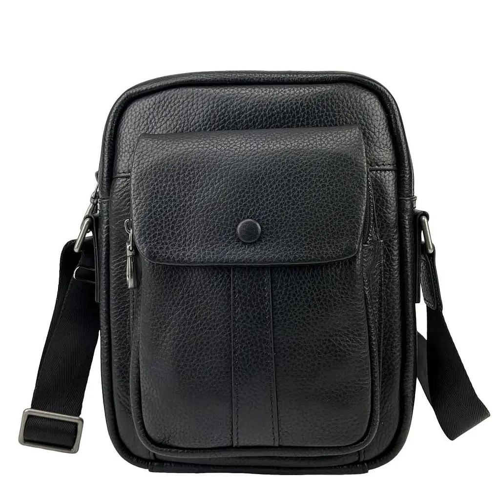 Чоловічий месенджер із м'якої шкіри Tiding Bag 1639A чорний - фото 3