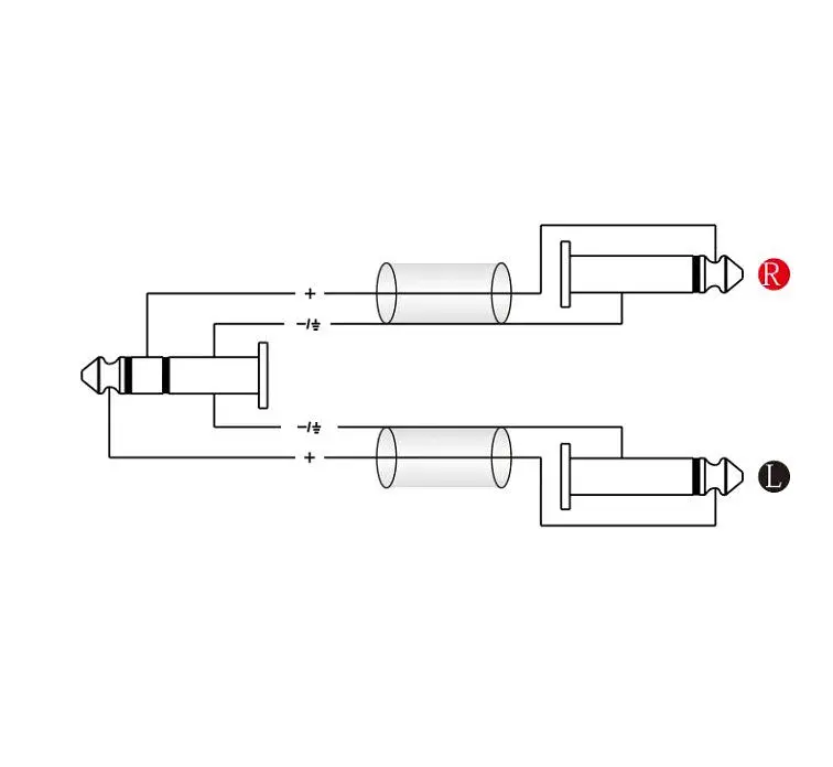 Готовый аудио кабель Jack 6,3 Stereo — 2xJack 6,3 mono Roxtone SAY-C100-L1 1м - фото 2