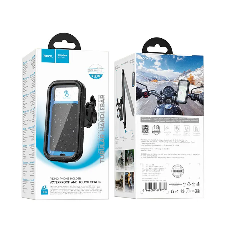 Велотримач для телефону HOCO H95 Bendito waterproof riding holder Чорний - фото 2