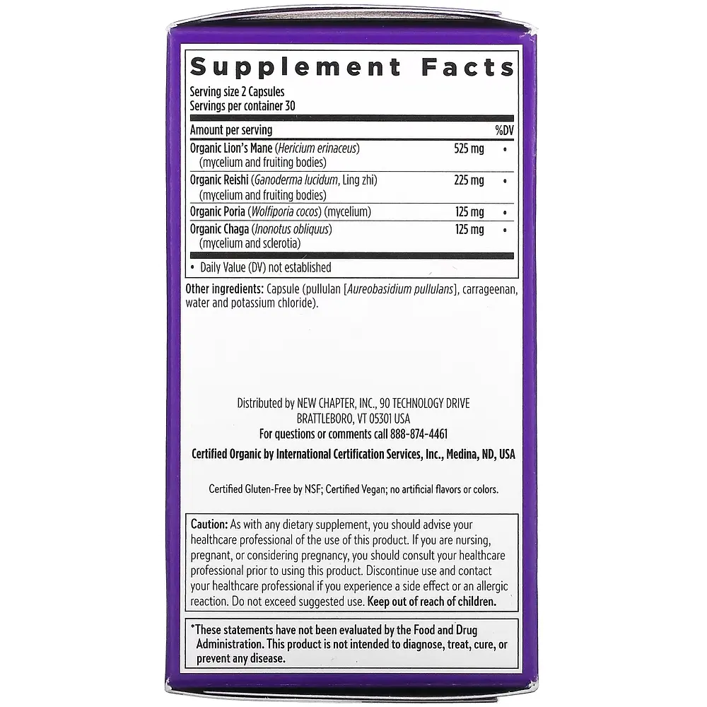 Натуральная добавка New Chapter Lion's Mane, 60 вегакапсул - фото 3