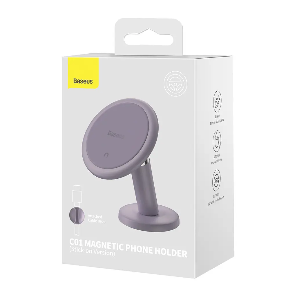 Автомобільне кріплення для смартфона Magnetic (Клейка стрічка) Baseus Пурпурове - фото 7