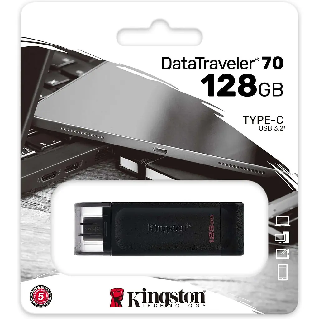 Флеш-накопичувач Kingston 128Gb Type-C DataTraveler 70 Black (DT70/128GB) - фото 3