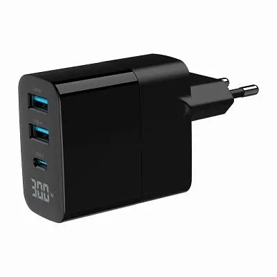 Зарядний пристрій Gembird 2хUSB-A (QC3.0 18W) + 1хType-C (PD20W) LCD black (TA-UC-PDQC30LCD-BK-02) - фото 5