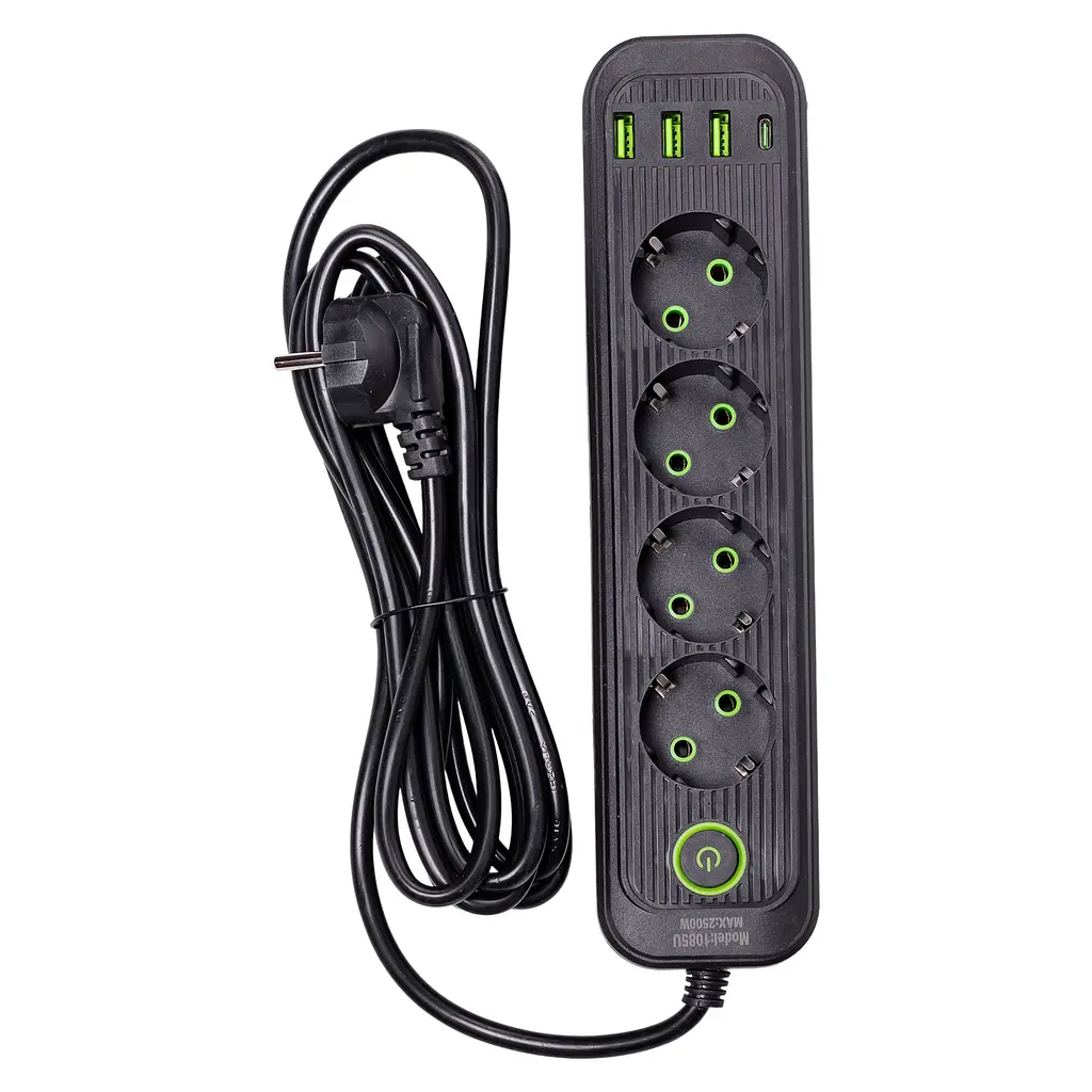 Мережевий фільтр-подовжувач EURO 4 розетки 3 USB 2,8 метра Yiwu HP-5-13MF - фото 17