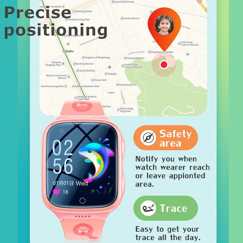 Наручные смарт-часы детские K9 с функцией телефона 4G и GPS / WiFi Pink (16416) - фото 2